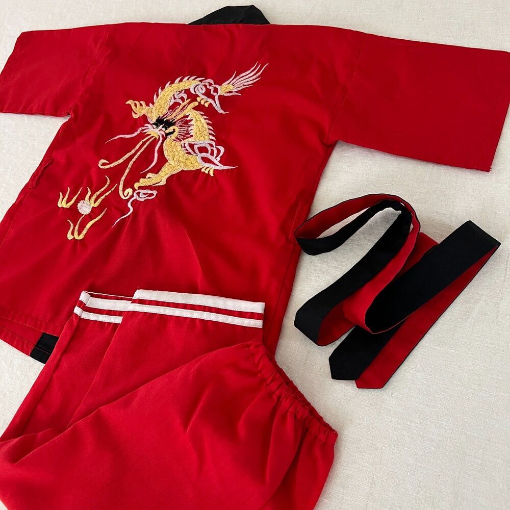 Vintage Plum Blossoms Chinese Martial Arts Toddler Uniform Size 2T Pants 4T Top
